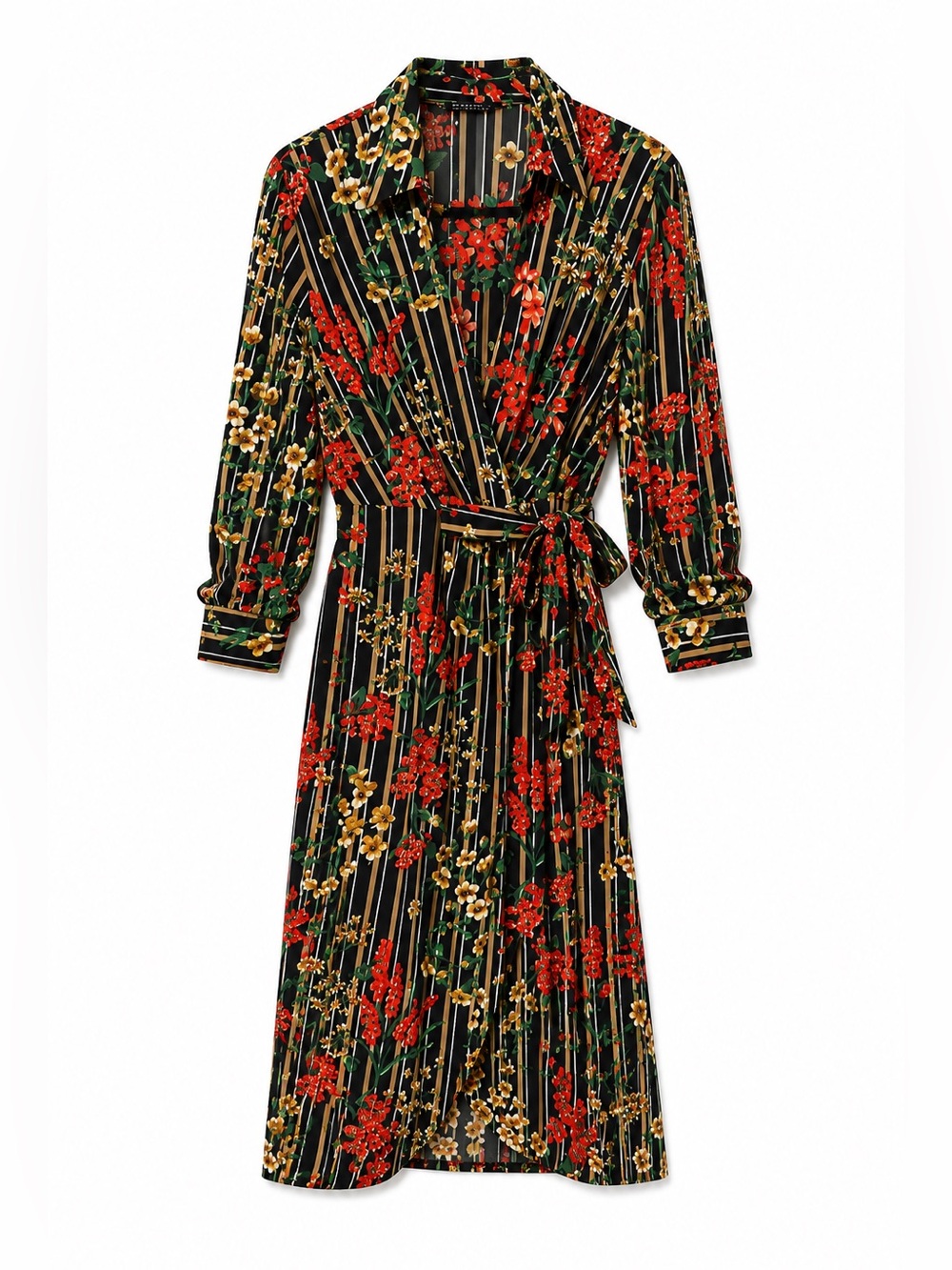 Zara Floral Print Wrap Dress size XS